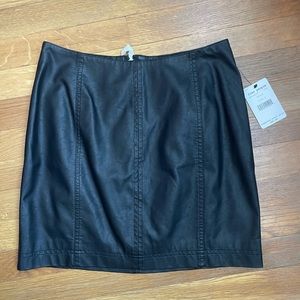 Free People Black Leather Skirt Size 6